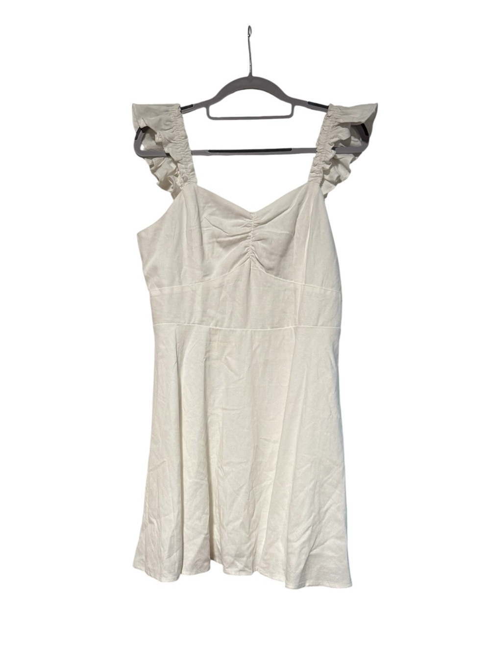 Francesca's White Lined Rayon-Linen Blend Dress